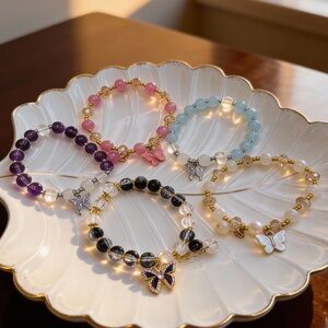 Colorful Beaded Butterfly Bracelets for girls , teens and or small wrist adults